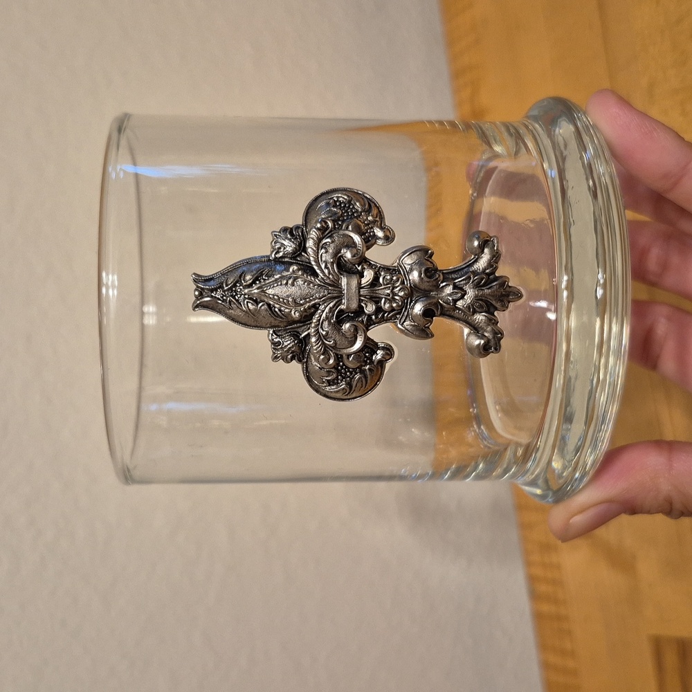 Arthur Court Designs Fleur-de-Lis Style Double Old Fashioned Whiskey Glass